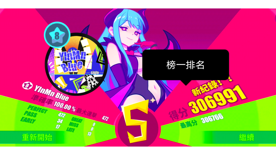 【Muse dash】（榜一排名）YlnMn Blue 高手Lv8 手动fever AP