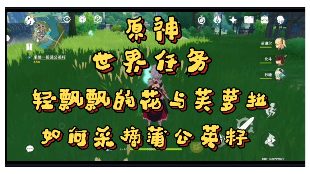 【原神】【世界任务】轻飘飘的花与芙罗拉，如果采摘蒲公英籽