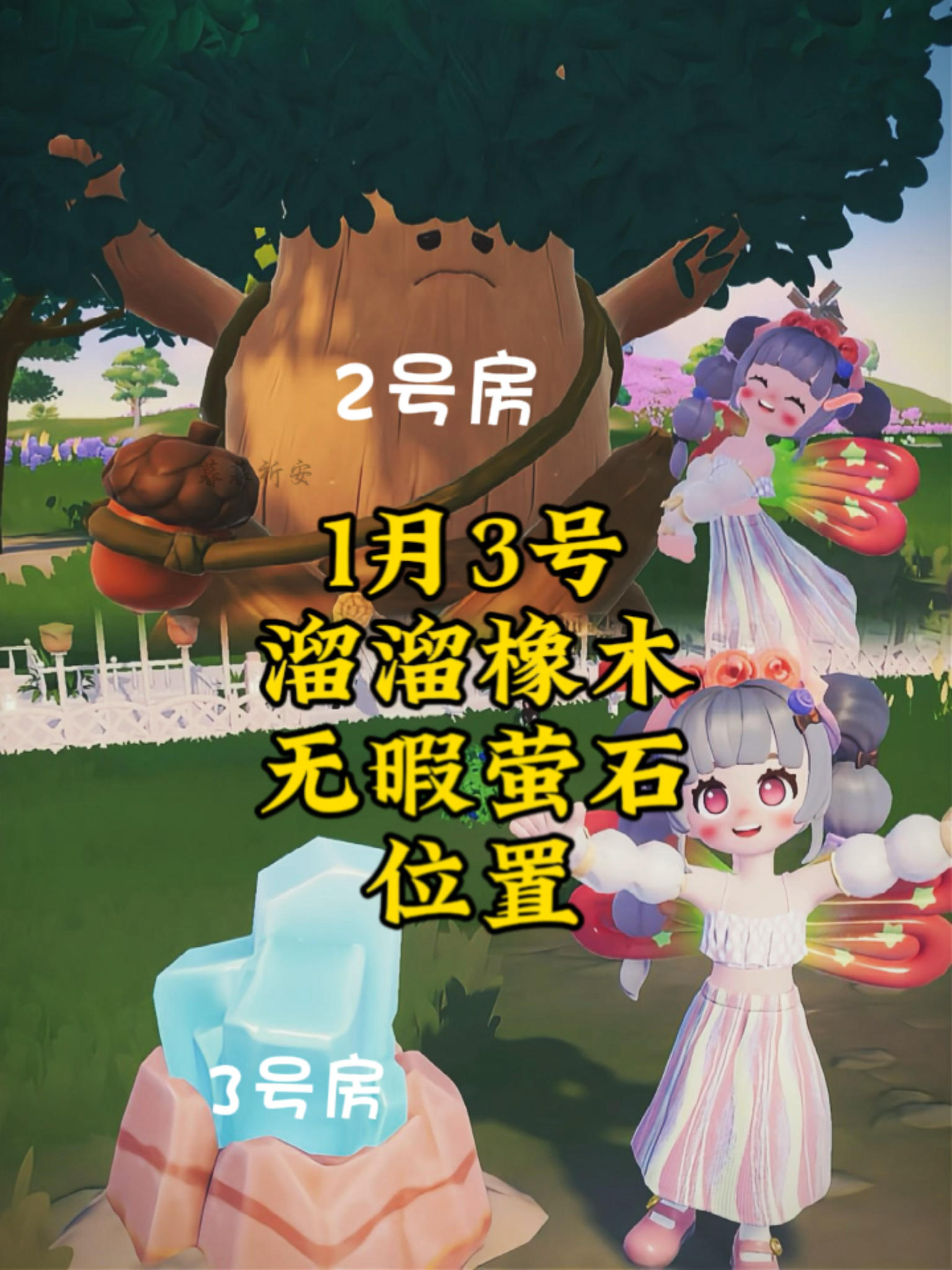 1月3号心动小镇溜溜橡木和无暇萤石位置截图