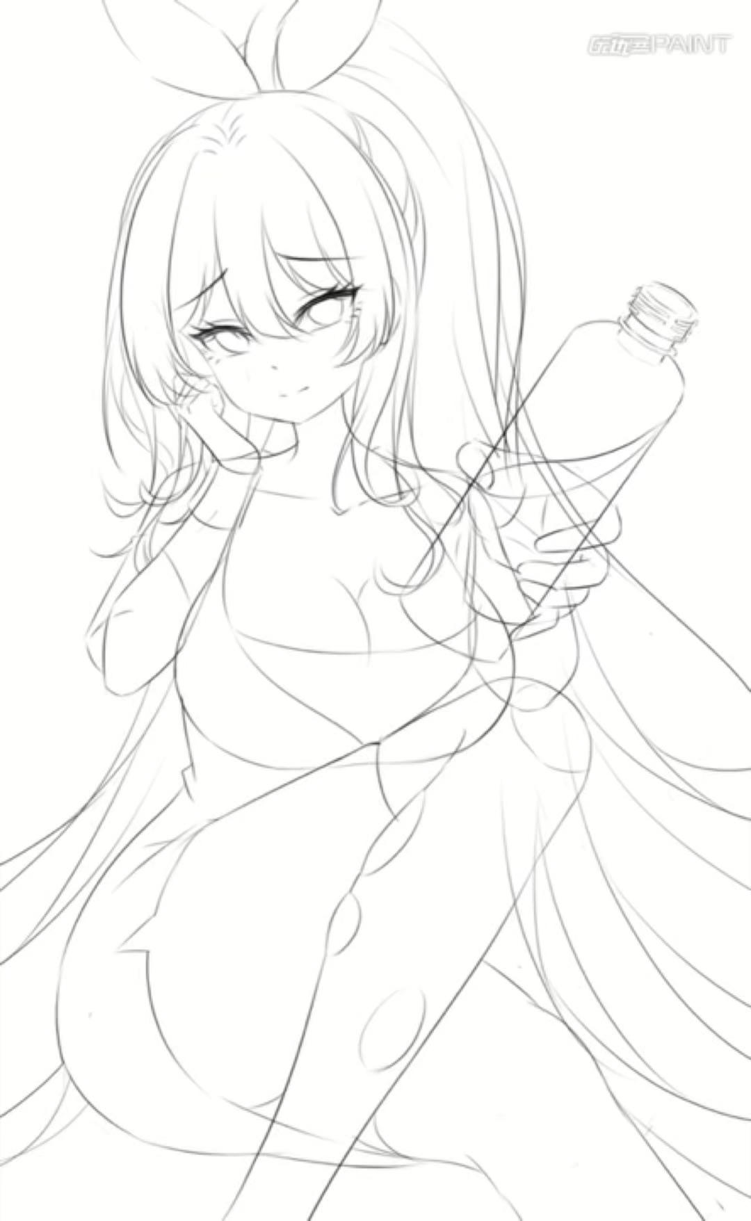 【绘画过程】要喝水么，我会认真看你比赛的！