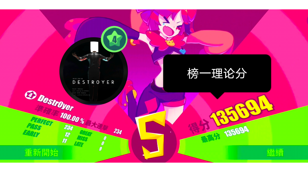 【Muse Dash】（榜一理论）Destr0yer 萌新Lv4 手动fever AP