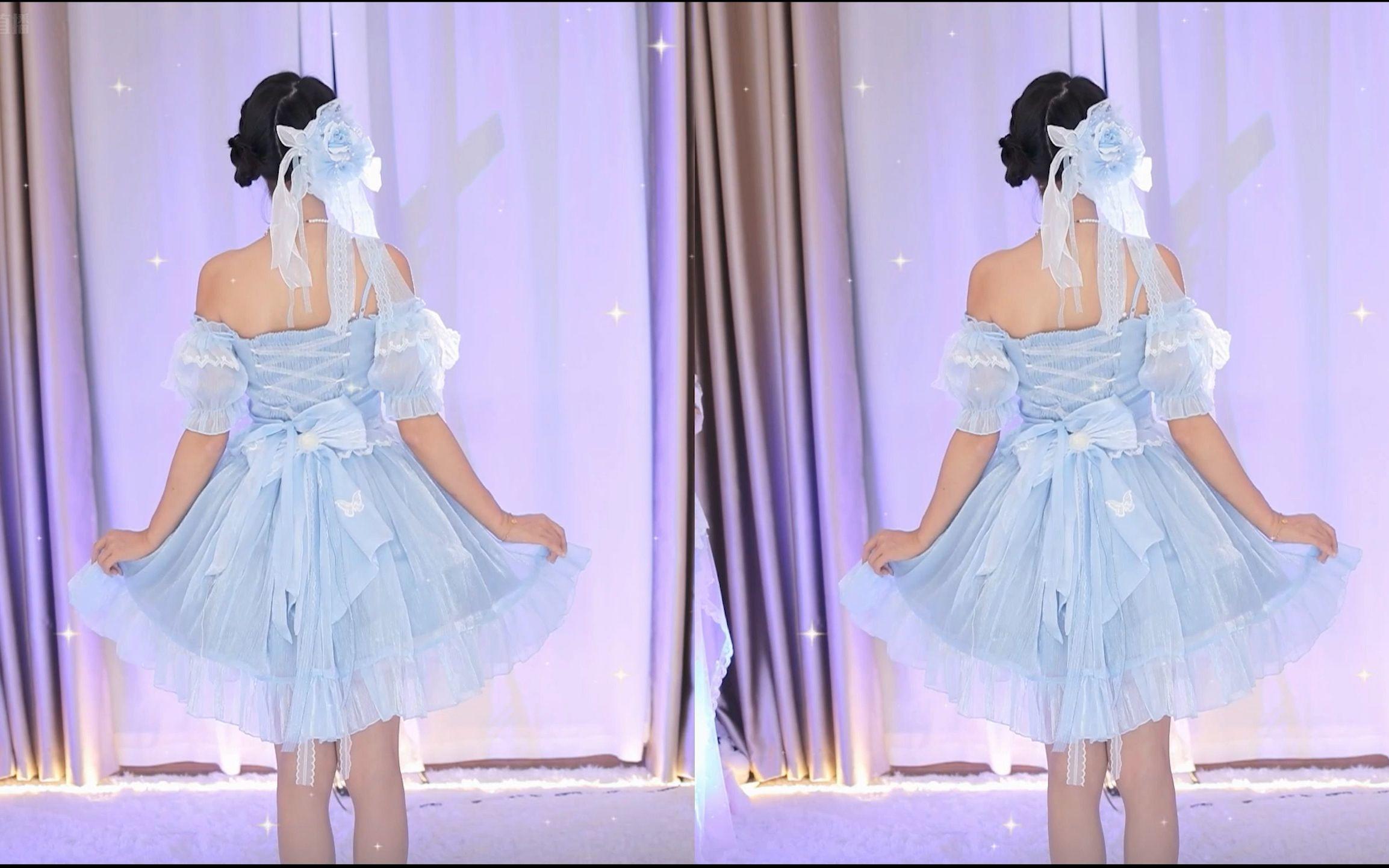 【鱼子酱】《与梦盛开》蓝色公主裙版 直播跳舞录屏