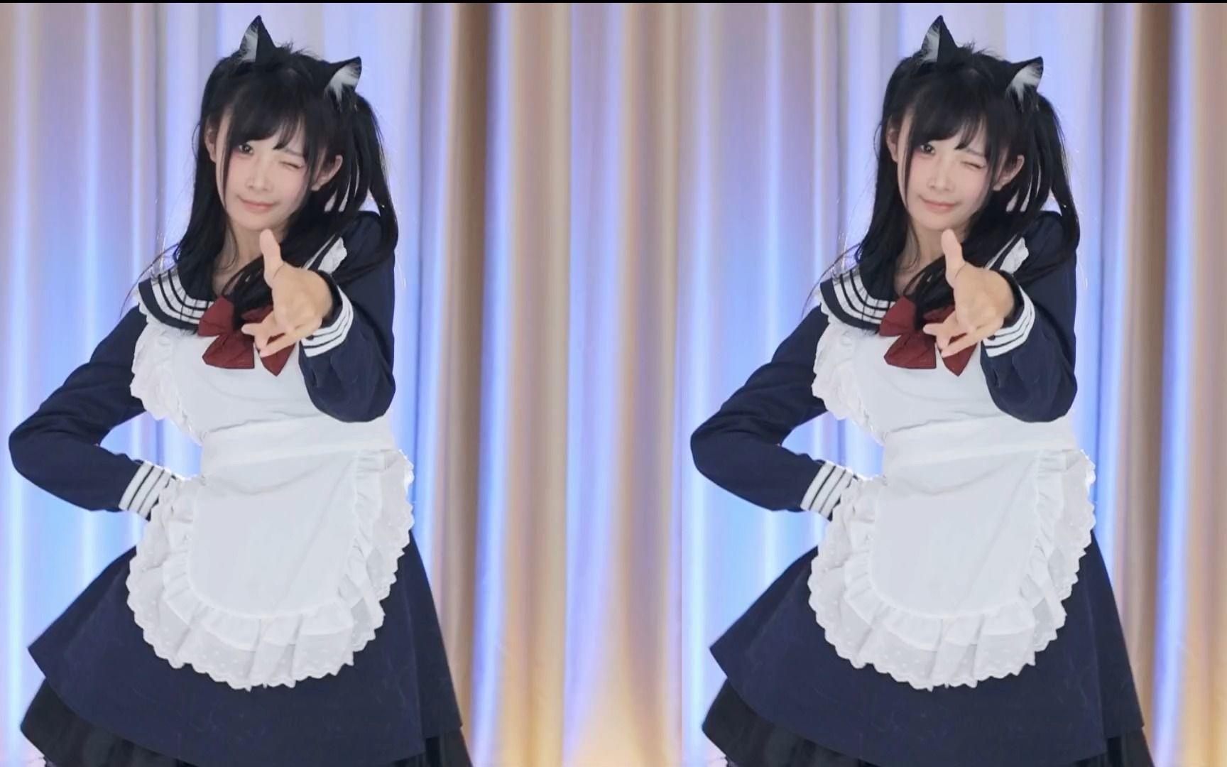 【鱼子酱】《Wiggle wiggle》黑色猫耳女仆套装 直播跳舞录屏