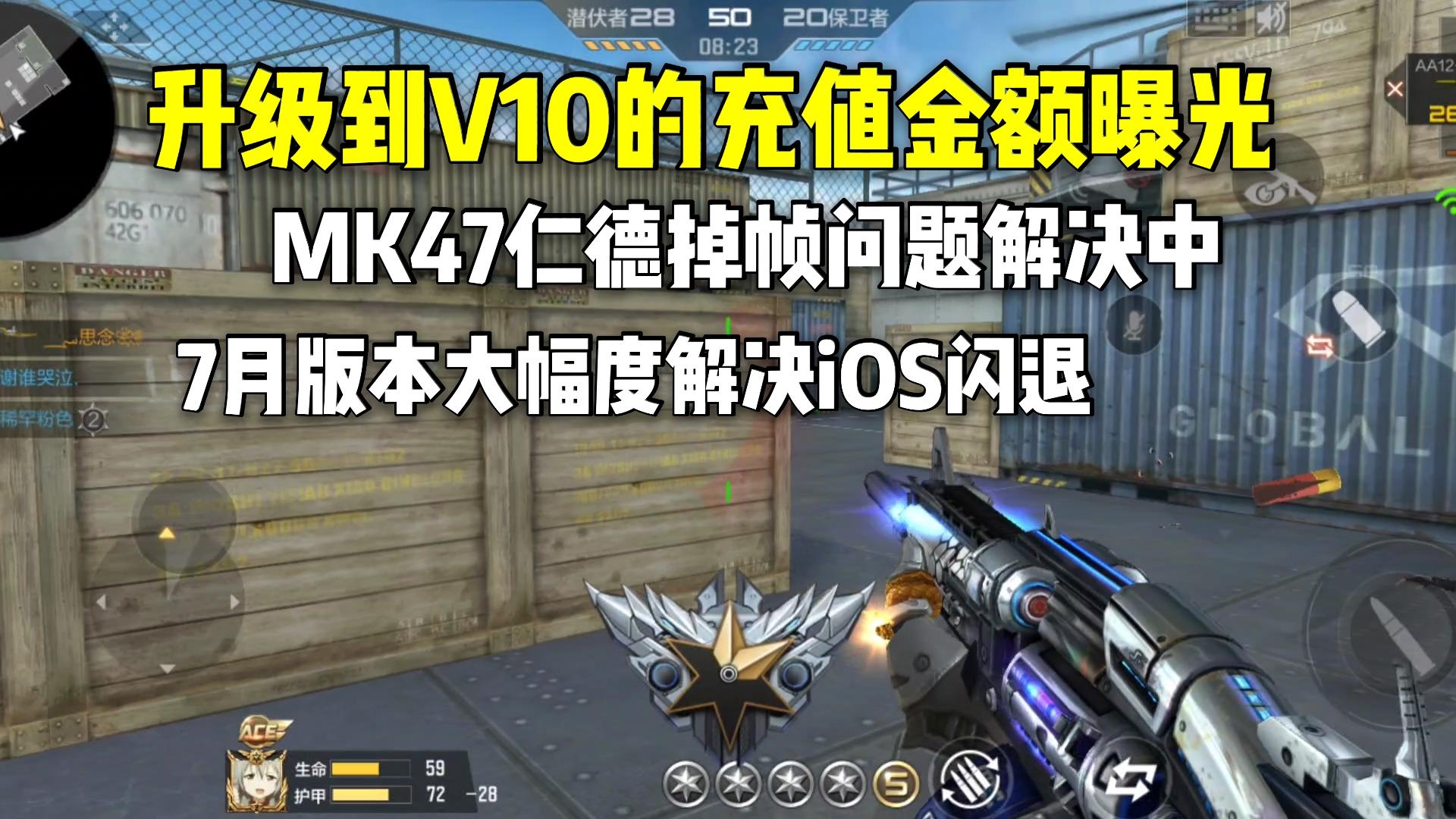 升级V10所需要的充值金额曝光，MK47仁德掉帧问题解决中！