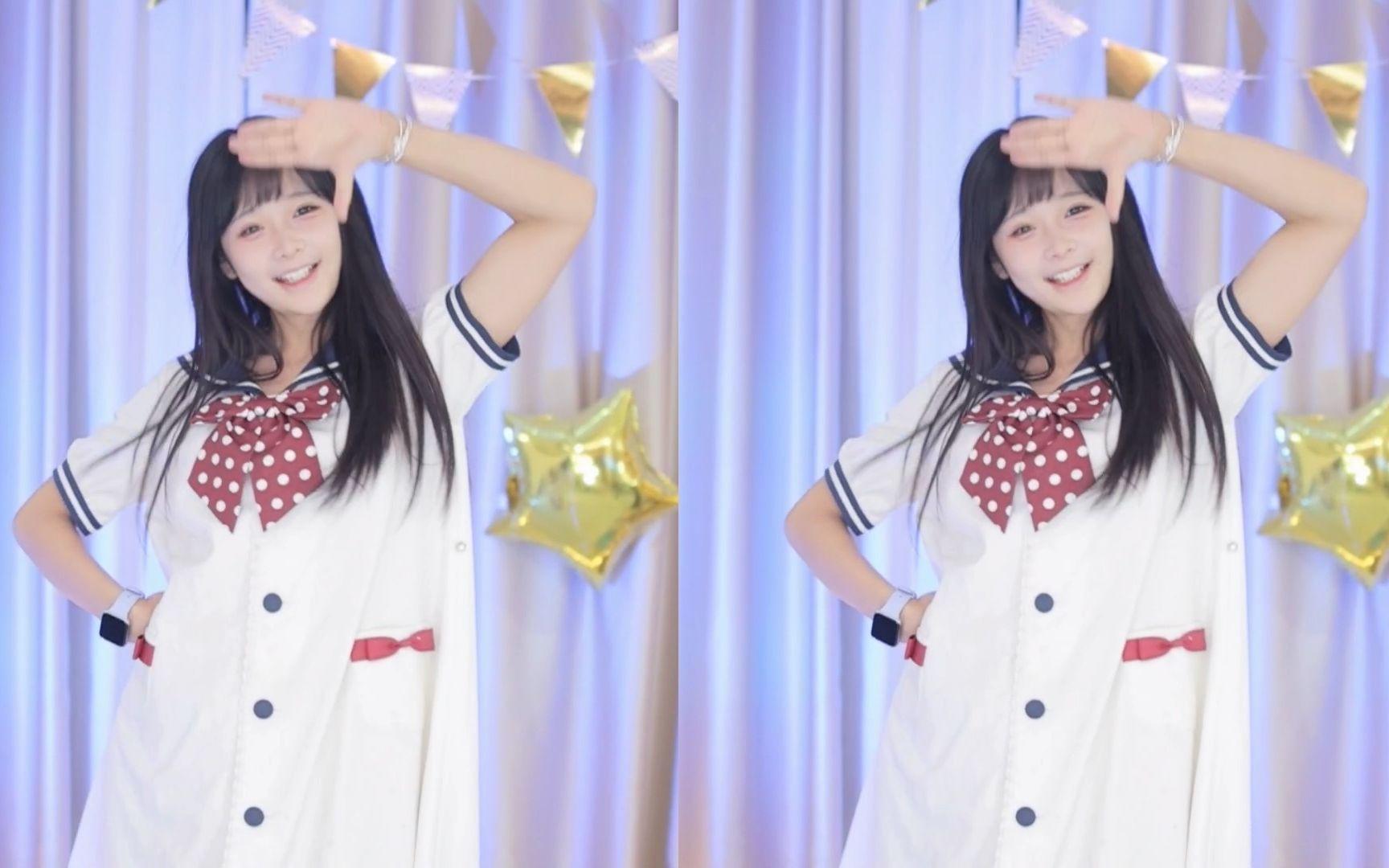 【鱼子酱】《这么可爱真是抱歉》小海军短袖连衣裙套装 直播跳舞录屏