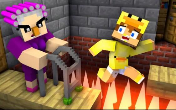 怪物学院第1836集丨Baby brother Escape Grumpy Gran-scary Challenge丨我的世界动画