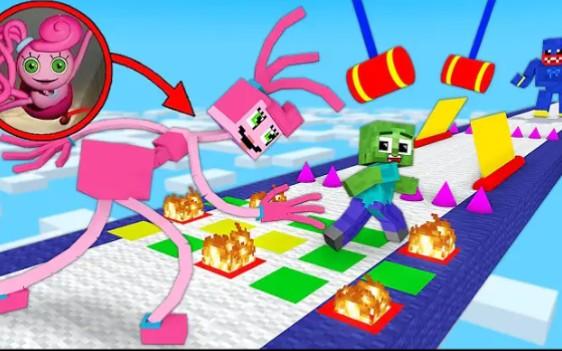 怪物学院1395集丨Destiny Run challenge-长腿妈咪和huggy wuggy丨我的世界动画