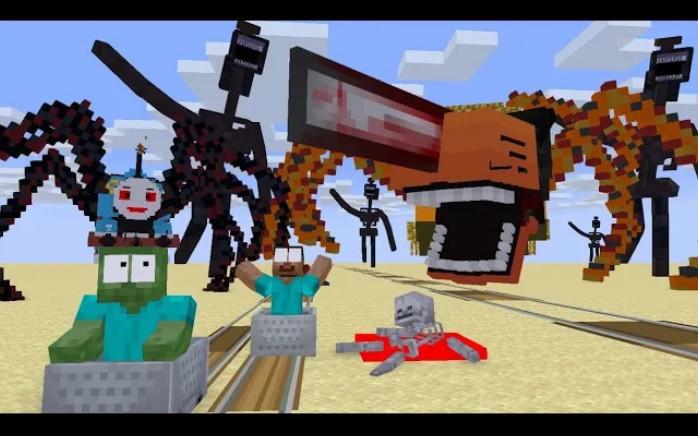 MC怪物学院动画丨火车学校 vs 诅咒的电锯人火车 vs 警笛头恐怖袭击丨我的世界动画