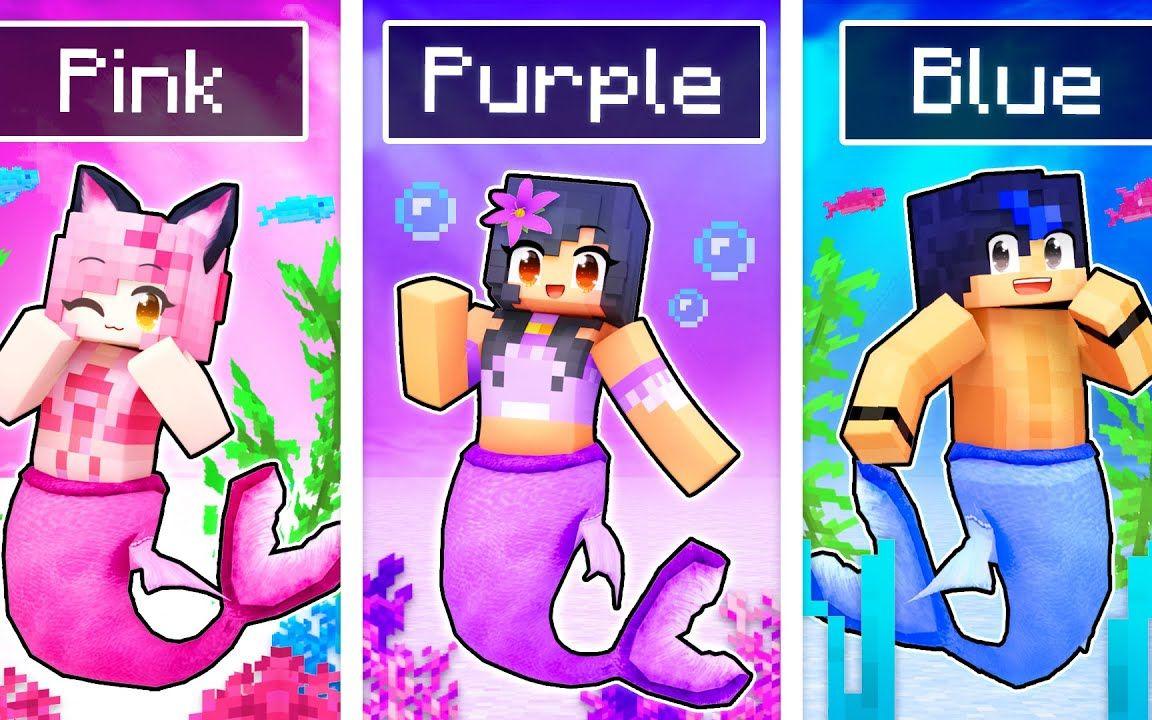 【Aphmau】我的世界|美人鱼Using Only ONE COLOR In MERMAID Hide N' Seek!