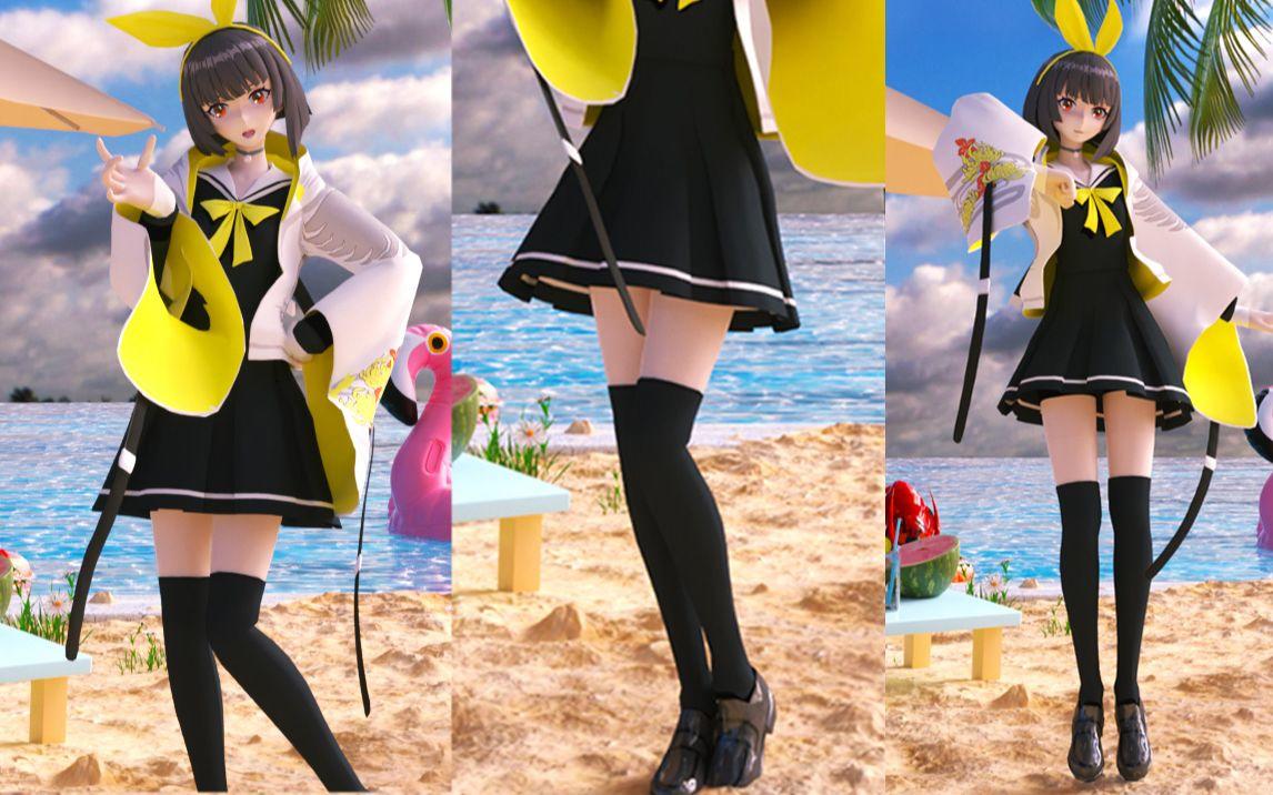 【mmd】解神者中的源氏竟在沙滩热舞？这样的JK制服少女你爱了吗